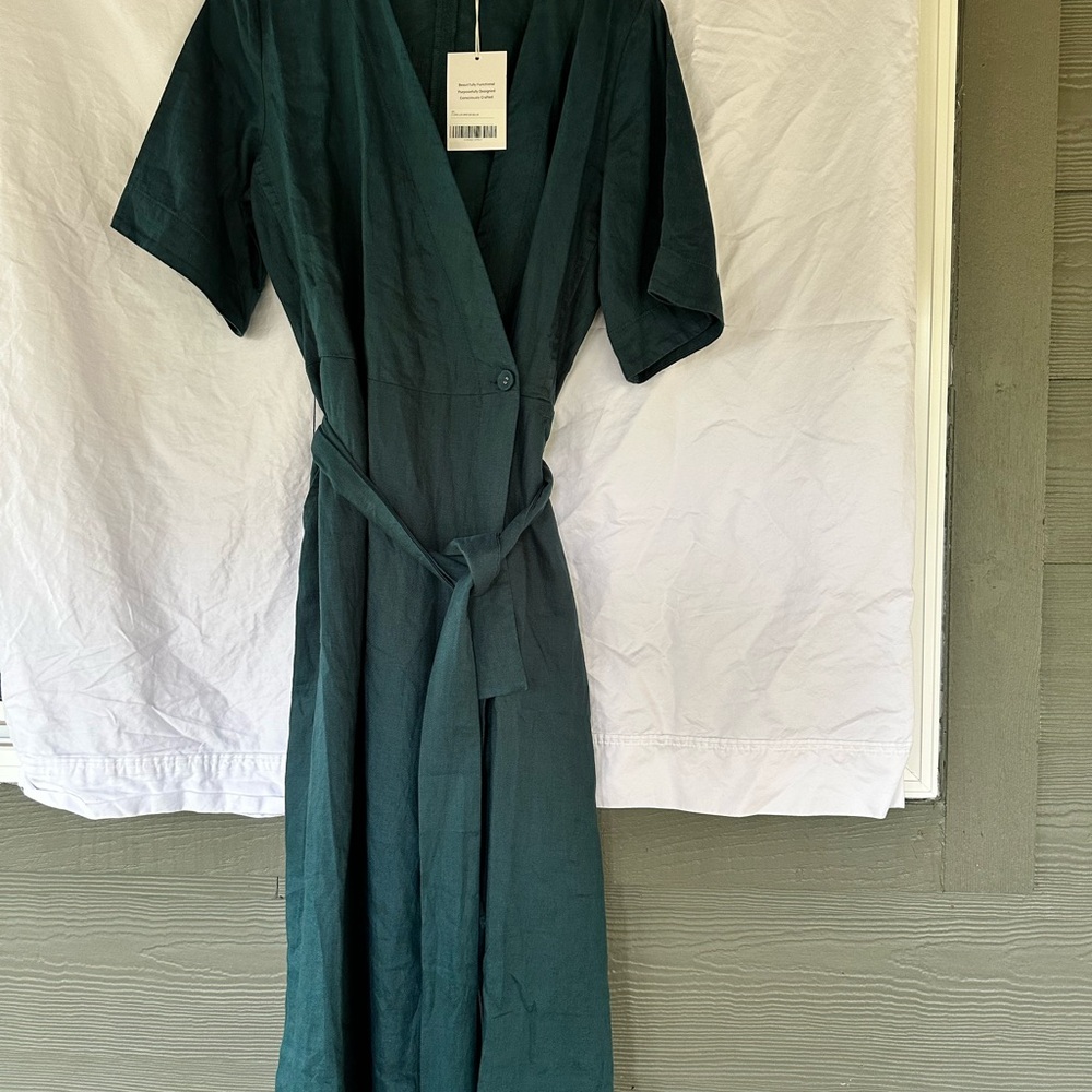 Everlane Green Sheath Dress with Dolman Sleeves